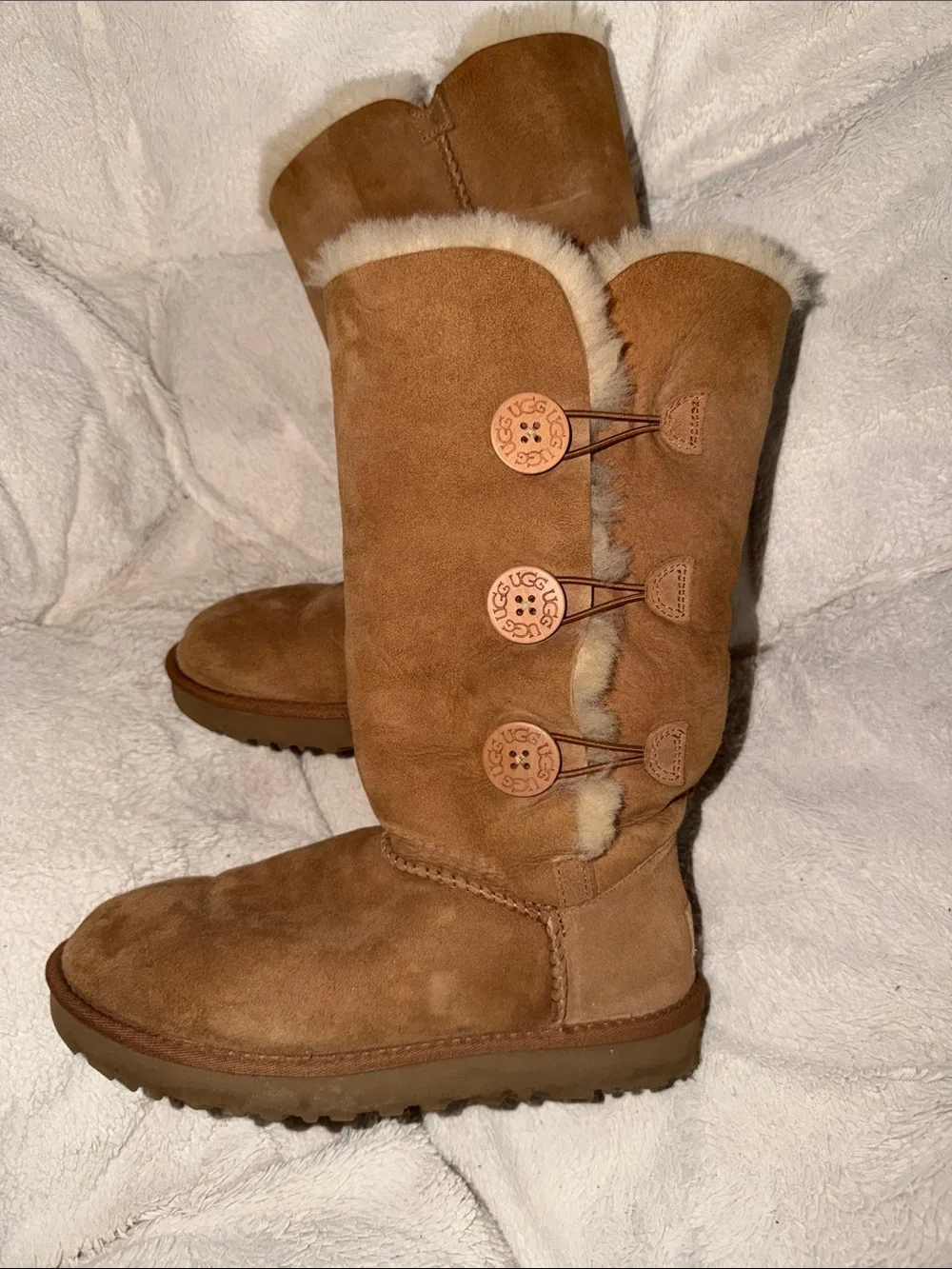 UGG Chestnut Button-Detail Shearling Tall Boots